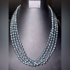 Genuine Bluish Gray, Green Pearl Necklace 50 inches No clasp